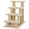 Pet Stairs 25 4-Step Durable Particle Board Carpeted Cat Dog Ladder Ramp Scratching Post Beige