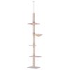 8.5' Vertical Cat Tree Adjustable Height Floor-To-Ceiling with 5 Carpeted Platforms & 3 Sisal Rope Scratching Areas Beige