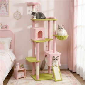 Cat tree, large cat tower, cat climbing frame, pink