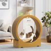Cat Exercise Wheel, Wood Cat Treadmill with Lock, Silent Casters, Cat Running Wheel for Indoors Kitties, Double-Sided Corrugated Cardboard, Natural