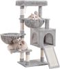 Cat Tree, Cat Tower for Indoor Cats, Cat House with Large Padded Bed, Cozy Condo, Hammocks, Sisal Scratching Posts, Big Scratcher, Light Gray
