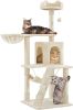 Cat Tree, 54in Tall Cat Tower for Indoor Cats with Extended Platform & Basket, Spacious Cat Condo, Funny Hammock, Scratching Posts and Ladder, Beige