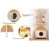 Corner Cat Tower Tree with Scratching Post, Climbing Platforms, and Feeding Station – Multi-Level Cat Condo