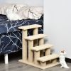 Pet Stairs 25 4-Step Durable Particle Board Carpeted Cat Dog Ladder Ramp Scratching Post Beige