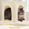 Cat Tree, 54in Tall Cat Tower for Indoor Cats with Extended Platform & Basket, Spacious Cat Condo, Funny Hammock, Scratching Posts and Ladder, Beige