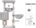 Cat Tree, Cat Tower for Indoor Cats, Cat House with Large Padded Bed, Cozy Condo, Hammocks, Sisal Scratching Posts, Big Scratcher, Light Gray