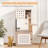 Cat Tree with Litter Box Enclosure, All-in-one Cat Tower for Indoor Cats with Large Hammock, Bed, Food Station, Scratching Posts
