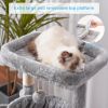 Cat Tree, Cat Tower for Indoor Cats, Cat House with Large Padded Bed, Cozy Condo, Hammocks, Sisal Scratching Posts, Big Scratcher, Light Gray