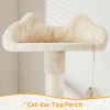 Cat Tree, 54in Tall Cat Tower for Indoor Cats with Extended Platform & Basket, Spacious Cat Condo, Funny Hammock, Scratching Posts and Ladder, Beige