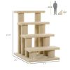 Pet Stairs 25 4-Step Durable Particle Board Carpeted Cat Dog Ladder Ramp Scratching Post Beige