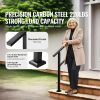 Outdoor Handrails for Steps, 2-3 Step Stair Rail Kit, Black Square Tube with Horizontal Bar, Carbon Steel Support Rails for Seniors