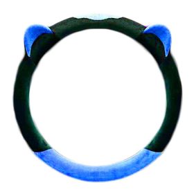 Pink Cat Ear Winter Plush Steering Wheel Cover Warm Car Wheel Protector Universal Car Accessories for Women (Color: Blue)