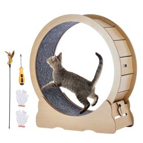 Cat Exercise Wheel, Large Cat Treadmill Wheel for Indoor Cats (size: Wooden-35.8 inch)