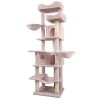 68in Multi-Level Cat Tree Tower with Hammocks, Cat Condo, Hanging Basket, Removable Cushions & Sisal Scratching Posts, Plush Cat Activity Center for I