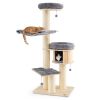 4-Layer 68.5-Inch Wooden Cat Tree Condo Activity Tower with Sisal Posts