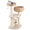 41 Inch Rattan Cat Tree with Napping Perch