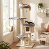 4-Layer 68.5-Inch Wooden Cat Tree Condo Activity Tower with Sisal Posts