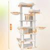 68in Multi-Level Cat Tree Tower with Hammocks, Cat Condo, Hanging Basket, Removable Cushions & Sisal Scratching Posts, Plush Cat Activity Center for I