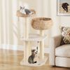 41 Inch Rattan Cat Tree with Napping Perch