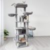 68in Multi-Level Cat Tree Tower with Hammocks, Cat Condo, Hanging Basket, Removable Cushions & Sisal Scratching Posts, Plush Cat Activity Center for I