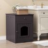 Wooden Pet House Cat Litter Box Enclosure with Drawer, Side Table, Indoor Pet Crate, Cat Home Nightstand