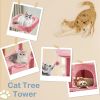 44 inch Cat Tree Tower, Multi-Cat Climbing Tower with, Natural Sisal Scratching Posts, Extended Platform, Hammock