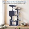 44 inch Cat Tree Tower, Multi-Cat Climbing Tower with, Natural Sisal Scratching Posts, Extended Platform, Hammock